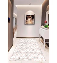 Siyah Mermer Görünümlü Kaymaz Tabanlı Dekoratif Halı RV021 - 100 x 160 cm