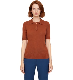 Kadın Regular Fit Polo Yaka Kısa Kollu Triko Bluz Günlük Şıklık ve Konfor Kaliteli Şık Rahat