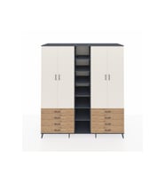 Kronos Dolap 10 Raflı 8 Çekmeceli 2 Askılı 220x59x243 Antrasit-Aytaşı/Çam