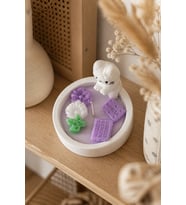 Üşüyen Kedi Mum - Mumelia Candles Doğal Soya Taştozu Kasede Bisküvi Çiçek Tasarım Dekoratif Mum