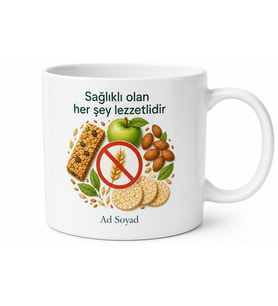 Glutensiz Yaşam Sağlıklı Atıştırmalık Hediyelik Porselen Kupa Bardak Hediye