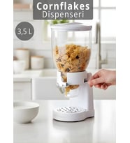 Cornflakes Dispenseri 3,5 L Tahıl, Müsli, Granola ve Kuruyemiş İçin Hijyenik Kahvaltı Sunum Aparatı