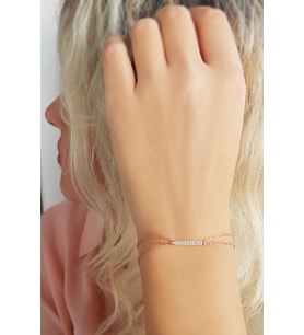 Vaoov 925 Ayar Gümüş Taşlı Çubuk Bileklik  (Gold)