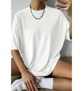 %100 Organik Pamuk Oversize Yuvarlak Yakalı T-shirt
