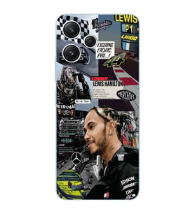 Xiaomi Redmi 12 Uyumlu Uyumlu Lewis Hamilton Kolaj Tasarımlı Şeffaf Telefon Kılıfı