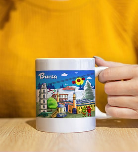 Bursa Tasarımlı Beyaz Kupa