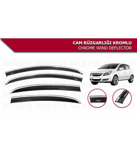 Opel Corsa D Kromlu Cam Rüzgarlığı Niken 2007 sonrası uyumlu (Beyaz)