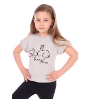 Toontoy Kız Bebek Tavşan Baskılı Nakışlı Tişört (Yeşil)