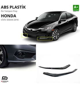 S-Dizayn Honda Civic FC5 ABS Plastik Ön Tampon Flap Parlak Siyah 2016-2021 A+Kalite (Karışık)