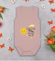 BK Kids Kişiye Özel Halam Halleder Pembe %100 Pamuklu Askılı Sıfır Kol Bebek Body Zıbın, Yeni Doğan Bebek Hediyesi