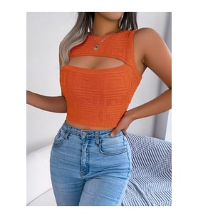 Kadın Askılı Bisiklet Yaka Güpüs Dekolteli Triko Crop Bluz