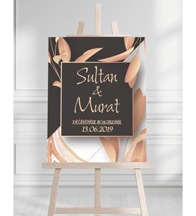 Söz Nişan Düğün İçin 50x70 Karşılama Panosu - Siyah ve Gül Tasarımlı