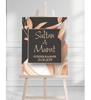 Söz Nişan Düğün İçin 50x70 Karşılama Panosu - Siyah ve Gül Tasarımlı