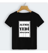 Altmış Yedi Baskılı Zonguldak Şehir Plakalı Siyah Pamuklu T-Shirt