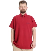 Mode XL Büyük Beden Erkek T-shirt Polo CARPE DIEM 23333 Bordo