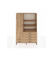 Hyperion Gardrop 7 Raflı 6 Çekmeceli Tek Kapaklı  132x44x195 Çam-Çam