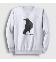 Presmono Unisex Beyaz Raven Kuzgun Sweatshirt 353428tt