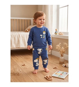 Snoopy Baskılı Bebek Erkek 2’li Sweatshirt Eşofman Takımı