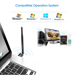PC için USB WiFi adaptörü, masaüstü dongle High Gain 6dBi anten desteği, masaüstü dizüstü bilgisayar desteği, Windows 10/8/7/XP/Vista, MAC 10.6-10.11 ile uyumlu