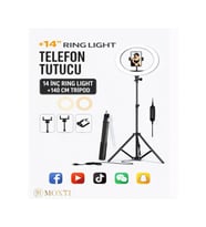 Bluetooth Kumandalı 14 İnç LED Ring Işıklı Tripod ve Selfie Işığı