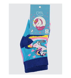Civil Socks Kız Çocuk 3'lü Çorap 3-12 Yaş  Mavi