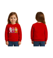 Unisex Labubu Baskılı Çocuk Swaetshirt 3 İplik Şardonlu (Kırmızı)
