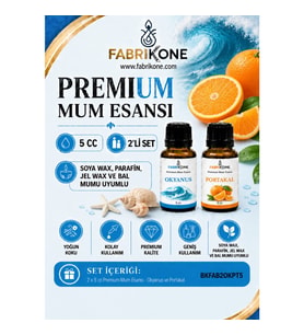 Premium Mum Esansı 5 cc 2'li Set - Okyanus, Portakal - Soya Wax, Parafin, Jel Wax ve Bal Mumu Uyumlu BKFAB2OKPT5