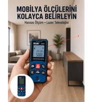 50 Metre Lazer Ölçüm Cihazı Alan ve Mesafe Hesaplama Yeni Nesil