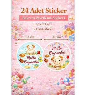 3 Sayfa 72 Adet  Bayram Paketleme Sticker Seti 3,5 cm Çap 2 Farklı Tasarım – Mutlu Bayramlar Etiketi