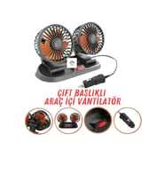 Araç Içi Vantilatör 360° Dönebilen Torpido Üstü Çift Başlıklı Vantilatör 12 v Uyumlu Soğutucu Fan