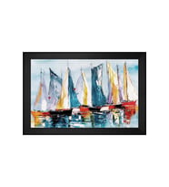 Soyut Şekiller Motifli Kanvas Tablo 50 x 70 cm Siyah Çerçeve