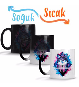 Color Wolf Sihirli Kupa Bardak Porselen