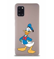 Samsung Galaxy A31 Soft Premier Kapak Donald Duck-C Tasarımlı Silikon Kılıf - Pudra (Şeffaf)