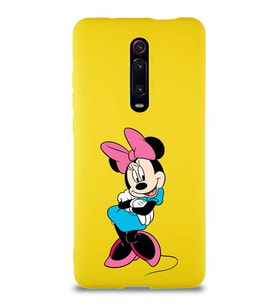 Xiaomi Mi 9T Soft Premier Kapak Minnie Mouse-D Tasarımlı Silikon Kılıf - Sarı (Şeffaf)