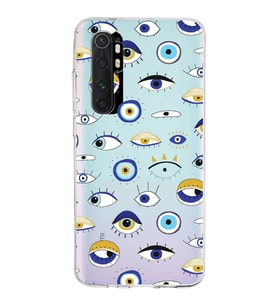 PrintiFy Xiaomi Mi Note 10 Lite ile Uyumlu 1mm Slim Fit Nazar Boncuğu 2 Baskılı Şeffaf  Kılıf