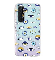 PrintiFy Xiaomi Mi Note 10 Lite ile Uyumlu 1mm Slim Fit Nazar Boncuğu 2 Baskılı Şeffaf  Kılıf