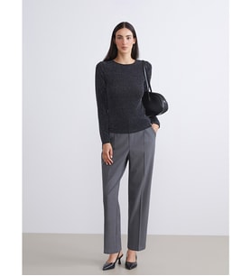 LCWAIKIKI Classic Gri Loose Fit Kadın Pileli Pantolon