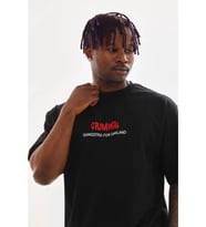 Unisex Baskılı Oversize T-Shirt - Siyah