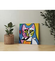 Sürreal Kedi Çizim Picasso Dekoratif Kare Kanvas Tablo