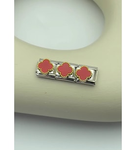 Çelik Silver Kırmızı Yonca Nomi Charm - 25crm117