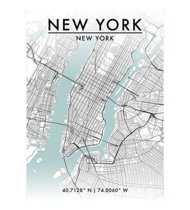 New York Şehri Haritası Tablo Ahşap Poster Dekoratif