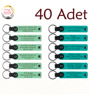 Yeşil & Koyu Turkuaz, Şirket Yıl Dönümüne Özel Hediye, 40’lı Set, İsimli Anlamlı Deri Anahtarlık