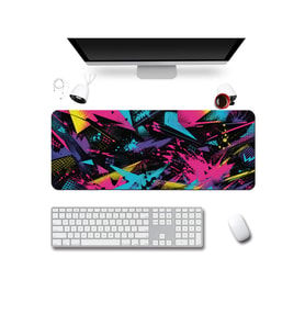 SonicTouch Klavye Mousepad 40x90cm Dikişsiz Pürüzsüz Sıvı Geçirmez Kaymaz Taban Retro Patlama