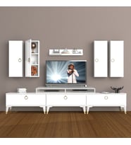 Decoraktiv Ekoflex 8D Mdf Gold Tv Ünitesi Tv Sehpası - Parlak Beyaz