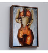 Çerçeveli Violin Kadın Kanvas Duvar Tablosu, Kadın Keman Sanatı, Suluboya Tuval (Beyaz)