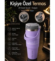 Kişiye Özel Termos – 900 ML 24 Saate Kadar Sıcak ve Soğuk Tutma (LİLA)