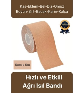 Hızlı Etkili Ten Rengi Bel Diz Omuz Boyun Sırt Bacak Kas Eklem Kinezyo IsıI Bandı 5cm x 5m
