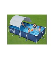 Bestway Steel Pro Prefabrik Yer Üstü Gölgelikli Dikdörtgen Havuz 4,00 m x 2,11 m x 81 cm 56405 BW591