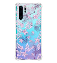 PrintiFy Huawei P30 Pro Köşe Korumalı Floral Pudra Tasarımlı Şeffaf Silikon Kılıf