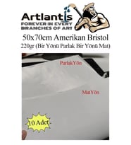Amerikan Bristol Karton 50x70 cm 10 Adet 220 gr Bir Tarafı Parlak Bir Tarafı Mat Kağıt Biristol Karton (Beyaz)